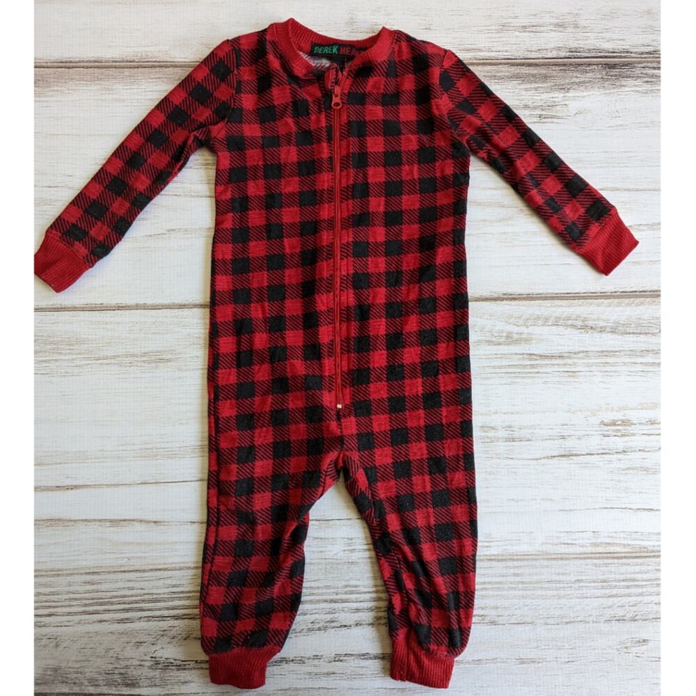 Derek Heart Buffalo Plaid Zipper Sleeper sz 6-9M